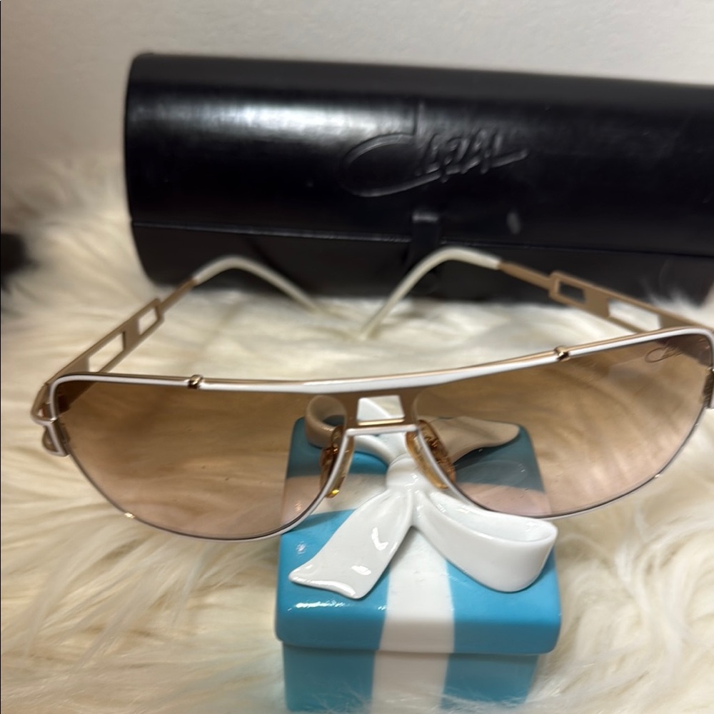 Cazal Sunglasses with Gold Frame and Brown Lenses